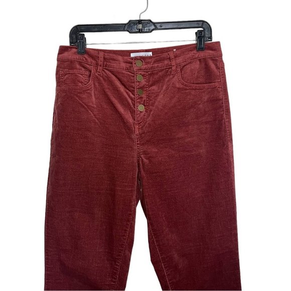 Loft Pink Velvet High Waist Button Fly Academia Skinny Pants Size 10 - Picture 4 of 11